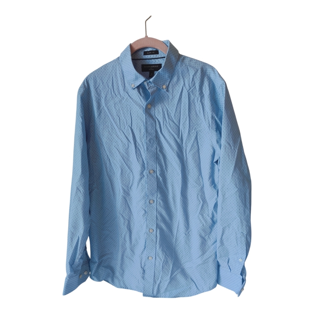 Banana Republic Men's Long Sleeve Button Up Slim Fit Dress Shirt. Size M, Blue